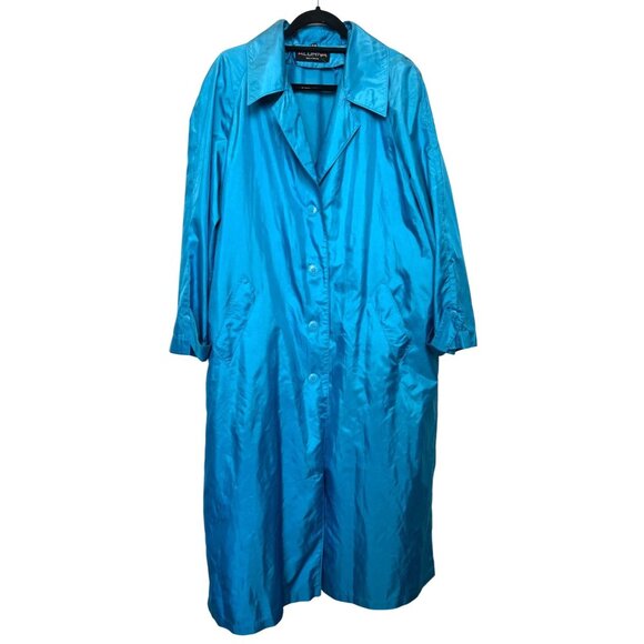 Vintage Alorna Raincoat Plus Size 15 / 16 Teal Turquoise With Totes Head Scarf - Picture 1 of 12